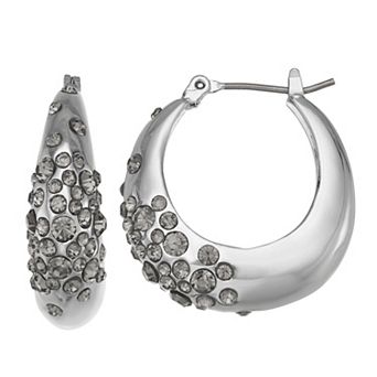 Simply Vera Vera Wang Silver Tone Pave Crystal Hoop Earrings