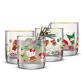JoyJolt Hello Kitty and Friends Gingerbread Pals 4-Pack Short Glass Set