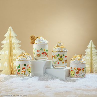 JoyJolt Hello Kitty and Friends Gingerbread Pals 4-Pack Short Glass Set