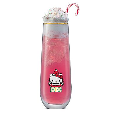 JoyJolt Hello Kitty and Friends 4-Pack Holiday Stemless Flute Set