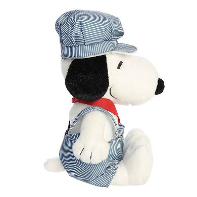 Aurora Large White Peanuts 14" Train Engineer Snoopy Adorable Stuffed Animal