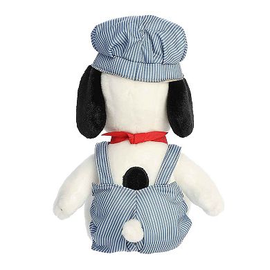 Aurora Large White Peanuts 14" Train Engineer Snoopy Adorable Stuffed Animal