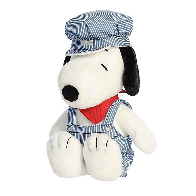 Aurora Large White Peanuts 14" Train Engineer Snoopy Adorable Stuffed Animal