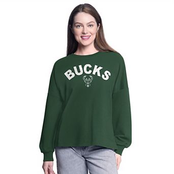 Women's G-III 4Her by Carl Banks Hunter Green Milwaukee Bucks Athletic Pullover Sweatshirt