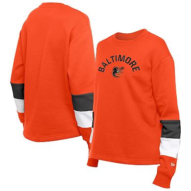 Women's New Era Orange Baltimore Orioles Gameday Crewneck Sweatshirt