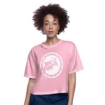 Women's Starter Pink Miami Dolphins Play the Ball Boxy Cropped T-Shirt