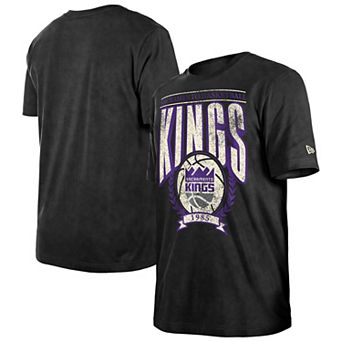 Men's New Era Black Sacramento Kings Hardwood Classics Oversized Boxy Mineral Wash T-Shirt