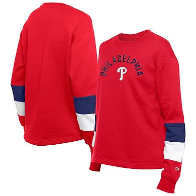 Women's New Era Red Philadelphia Phillies Gameday Crewneck Sweatshirt