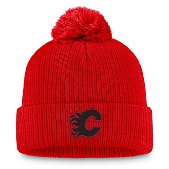 Women's Fanatics Red Calgary Flames Cuffed Knit Hat with Pom