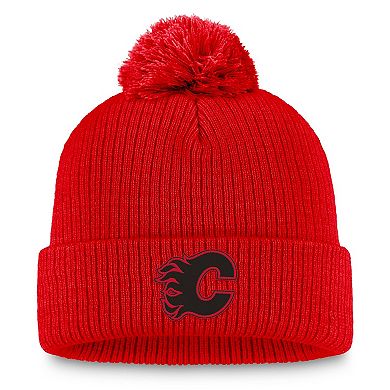 Women's Fanatics Red Calgary Flames Cuffed Knit Hat with Pom
