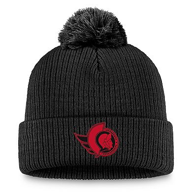 Women's Fanatics Black Ottawa Senators Cuffed Knit Hat with Pom