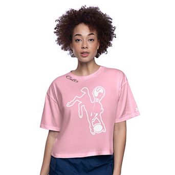 Women's Starter Pink Indianapolis Colts Play the Ball Boxy Cropped T-Shirt