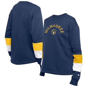Women's��New Era Navy Milwaukee Brewers Game Day Color Pullover Sweatshirt