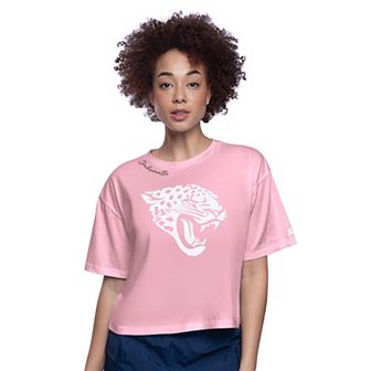 Women's Starter Pink Jacksonville Jaguars Play the Ball Boxy Cropped T-Shirt