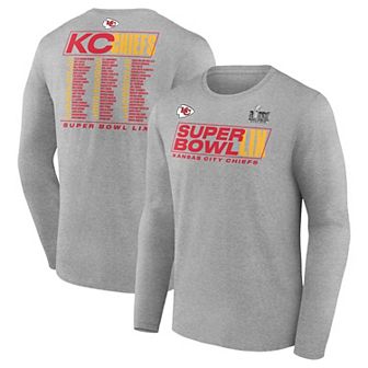 Men's Fanatics Heather Gray Kansas City Chiefs Super Bowl LIX Roster Long Sleeve T-Shirt