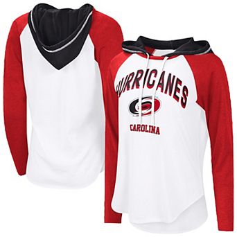 Women's G-III 4Her by Carl Banks White Carolina Hurricanes VIP Raglan Long Sleeve Hoodie T-Shirt