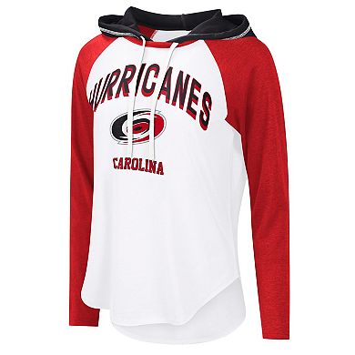 Women's G-III 4Her by Carl Banks White Carolina Hurricanes VIP Raglan Long Sleeve Hoodie T-Shirt