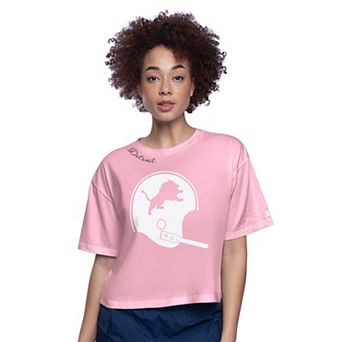 Women's Starter Pink Detroit Lions Play the Ball Boxy Cropped T-Shirt