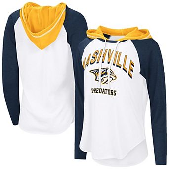 Women's G-III 4Her by Carl Banks White Nashville Predators VIP Raglan Long Sleeve Hoodie T-Shirt