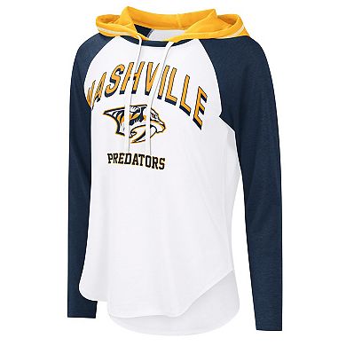 Women's G-III 4Her by Carl Banks White Nashville Predators VIP Raglan Long Sleeve Hoodie T-Shirt