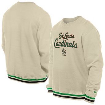 Men's New Era Cream St. Louis Cardinals St. Patrick's Day Twill Pullover Sweatshirt