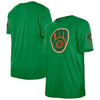 Men's New Era Kelly Green Milwaukee Brewers St. Patrick's Day Shamrock Fill T-Shirt