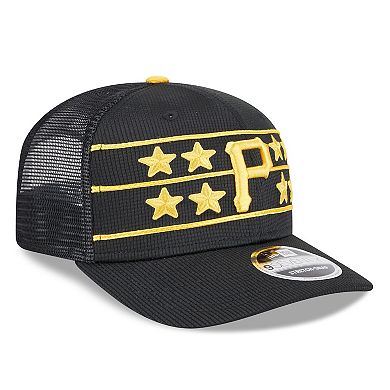 Men's New Era Black Pittsburgh Pirates 2025 Batting Practice 9SEVENTY Stretch-Snap Trucker Hat