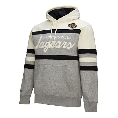 Men's Mitchell & Ness Heather Gray Jacksonville Jaguars Head Coach Vintage Logo Pullover Hoodie