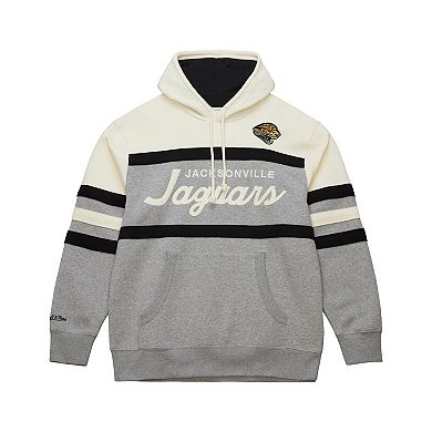Men's Mitchell & Ness Heather Gray Jacksonville Jaguars Head Coach Vintage Logo Pullover Hoodie