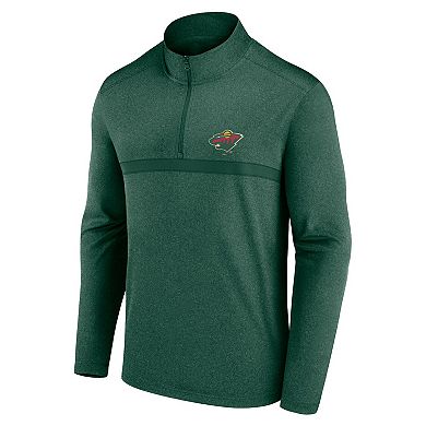 Men's Dark Heather Green Minnesota Wild Head-to-Head Raglan Quarter-Zip Top