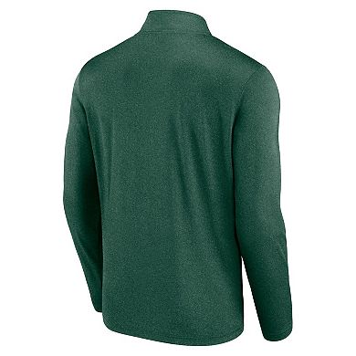 Men's Dark Heather Green Minnesota Wild Head-to-Head Raglan Quarter-Zip Top