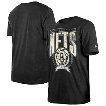 Men's New Era Black Brooklyn Nets Hardwood Classics Oversized Boxy Mineral Wash T-Shirt