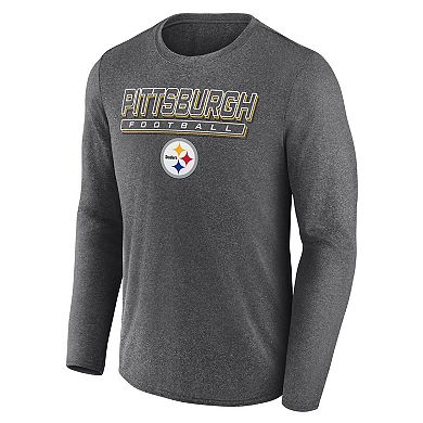 Men's Fanatics Heather Charcoal Pittsburgh Steelers Fundamentals Long Sleeve T-Shirt