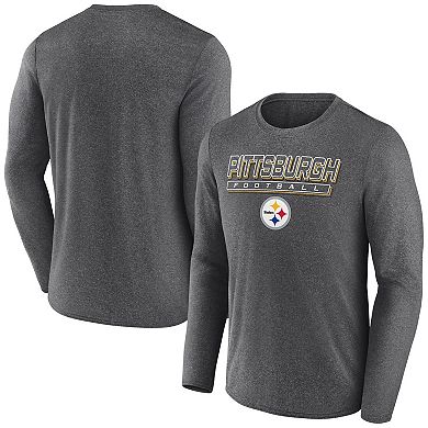 Men's Fanatics Heather Charcoal Pittsburgh Steelers Fundamentals Long Sleeve T-Shirt