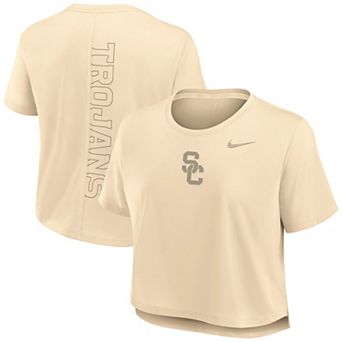 Women's Nike Tan USC Trojans Performance Cropped T-Shirt