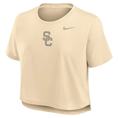 Women's Nike Tan USC Trojans Performance Cropped T-Shirt