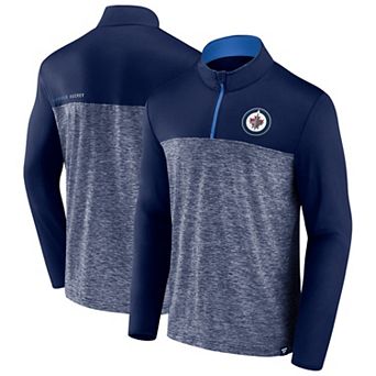 Men's Fanatics Navy Winnipeg Jets Iconic Defender Quarter-Zip Jacket