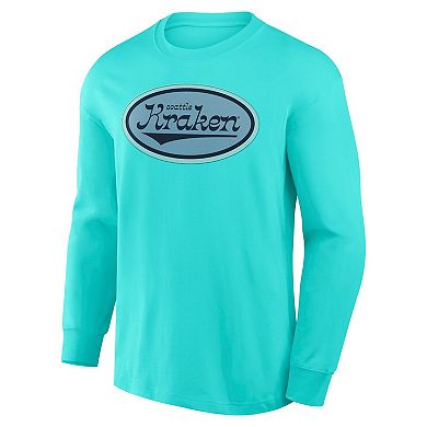 Men's Fanatics Light Blue Seattle Kraken Rewind Long Sleeve T-Shirt