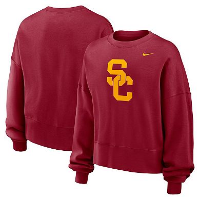 Women's Nike Cardinal USC Trojans Oversized Essential Pullover Sweatshirt