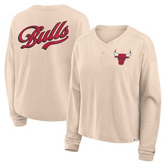 Women's Fanatics Natural Chicago Bulls Boxed Out Drop Fashion Long Sleeve T-Shirt