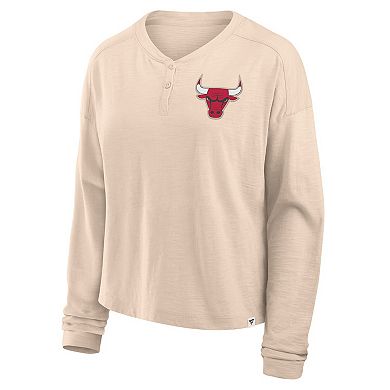 Women's Fanatics Natural Chicago Bulls Boxed Out Drop Fashion Long Sleeve T-Shirt