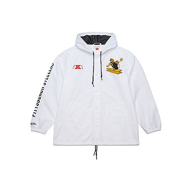 Men's Mitchell & Ness White Pittsburgh Steelers Vintage Logo Coaches Full-Snap Hoodie Jacket