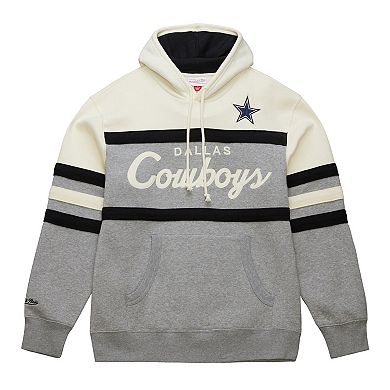 Men's Mitchell & Ness Cream/Gray Dallas Cowboys Head Coach Vintage Logo Pullover Hoodie