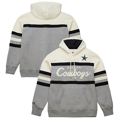 Men's Mitchell & Ness Cream/Gray Dallas Cowboys Head Coach Vintage Logo Pullover Hoodie