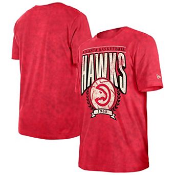 Men's New Era Red Atlanta Hawks Hardwood Classics Oversized Boxy Mineral Wash T-Shirt