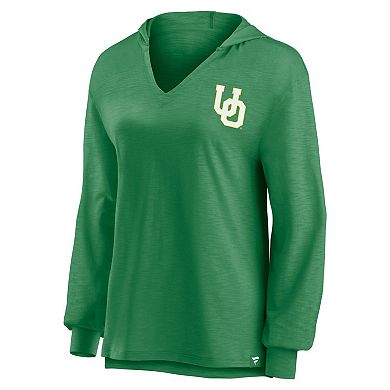 Women's Fanatics Apple Green Oregon Ducks Iconic Slub Lightweight Pullover Hoodie