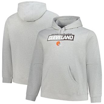 Men's Fanatics Heather Gray Cleveland Browns Big & Tall Down the Field Pullover Hoodie