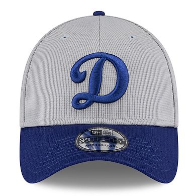 Men's New Era Gray/Royal Los Angeles Dodgers 2025 Batting Practice 39THIRTY Flex Hat