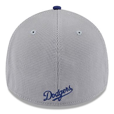 Men's New Era Gray/Royal Los Angeles Dodgers 2025 Batting Practice 39THIRTY Flex Hat