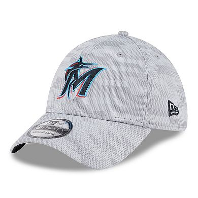 Men's New Era Gray Miami Marlins 2025 MLB Clubhouse 39THIRTY Flex Hat